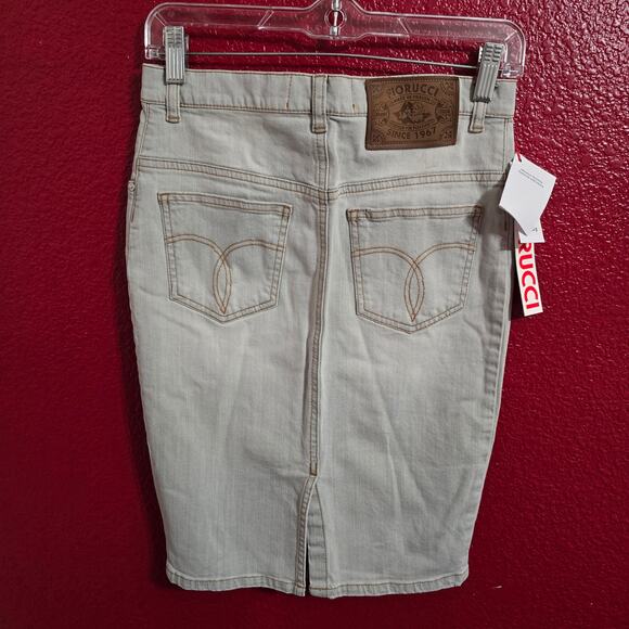 Fiorucci Denim Midi Y2K Italian Designer Back Slit Skirt 40 - Picture 2 of 7